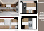 do interior design of living room, kitchen, and bathroom with 3d rendering